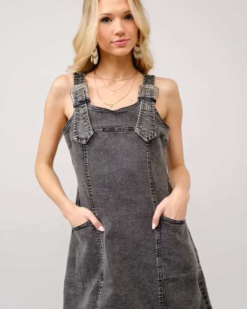 Darla Western Buckle Strap Mini Dress