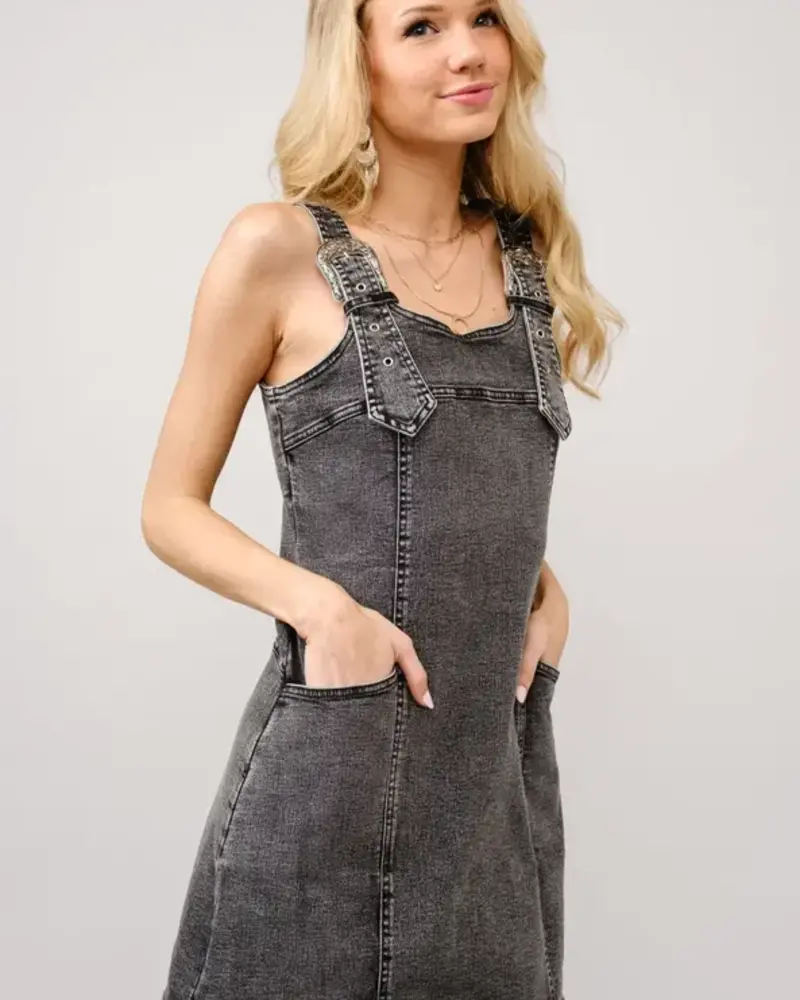 Darla Western Buckle Strap Mini Dress