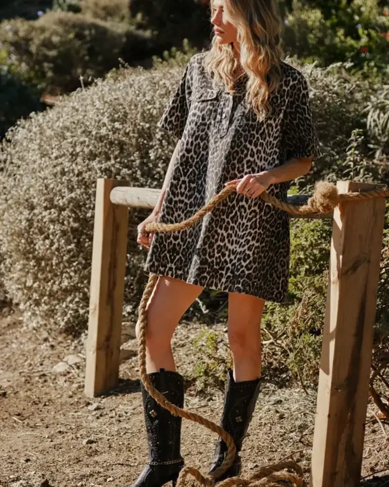 Lenox Leopard Denim Dress