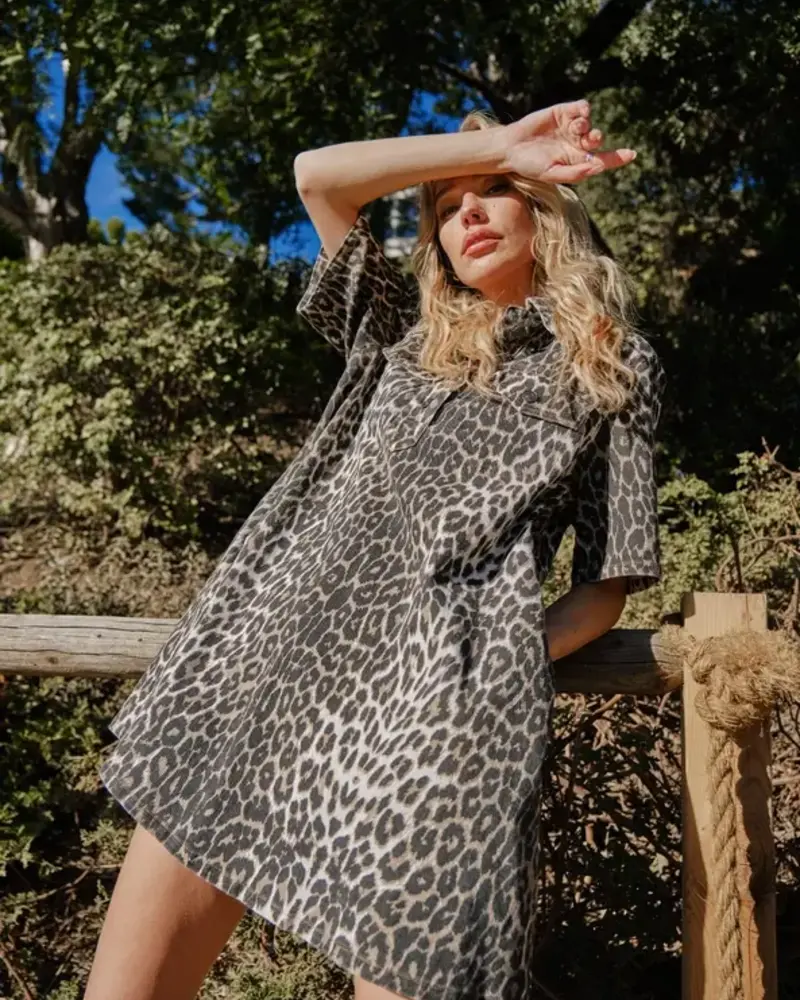 Lenox Leopard Denim Dress