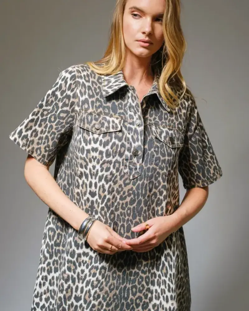Lenox Leopard Denim Dress
