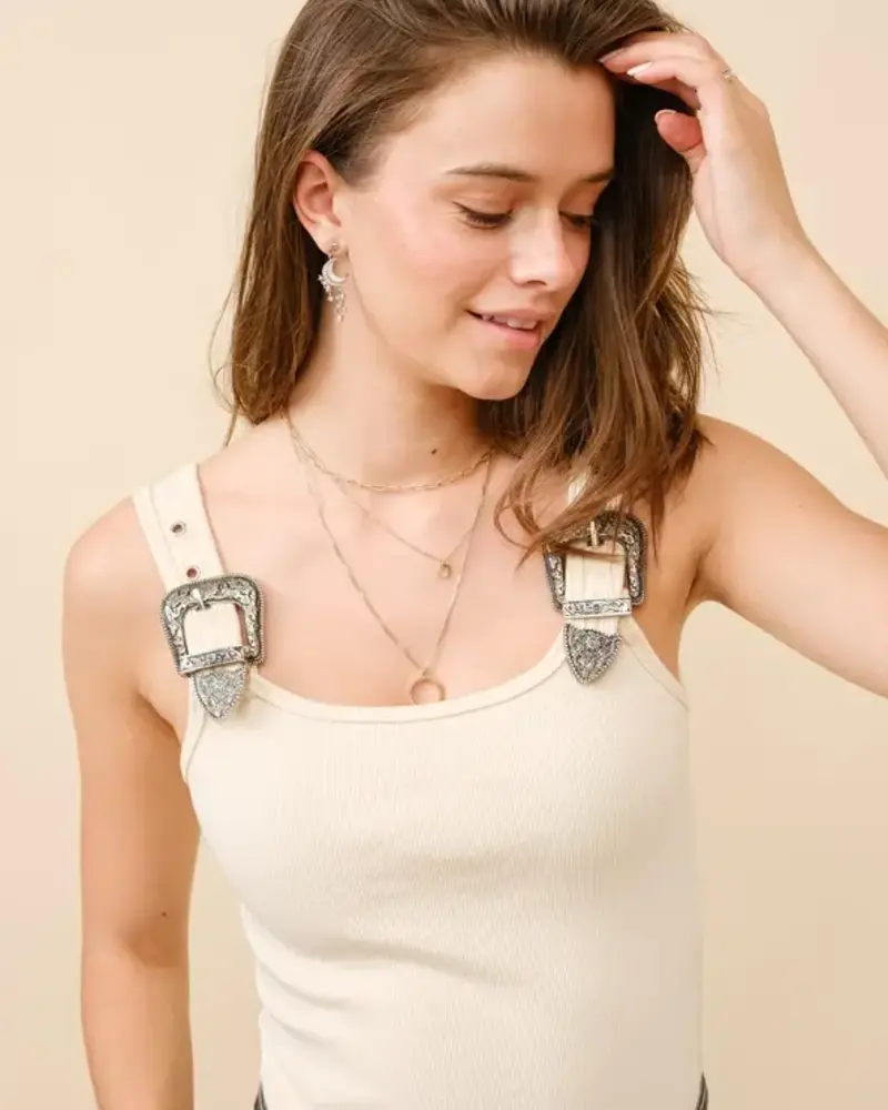 Western Buckle Bodysuit | Cream