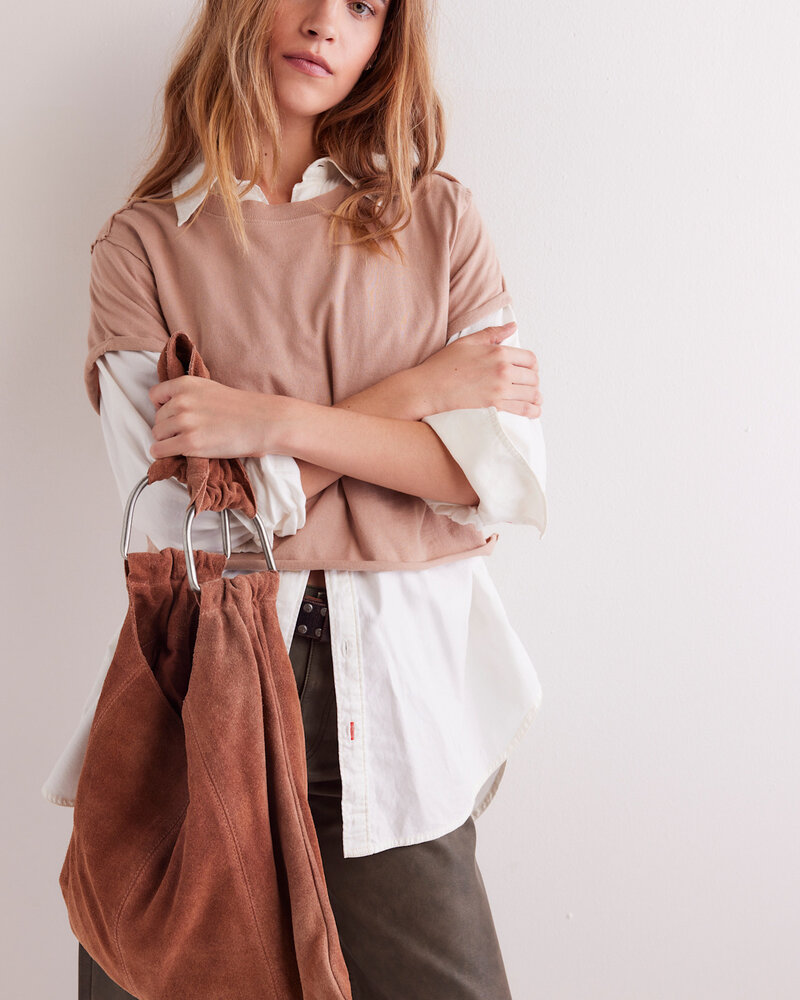 Free People Bobbi Slouch Suede Tote | Saddle