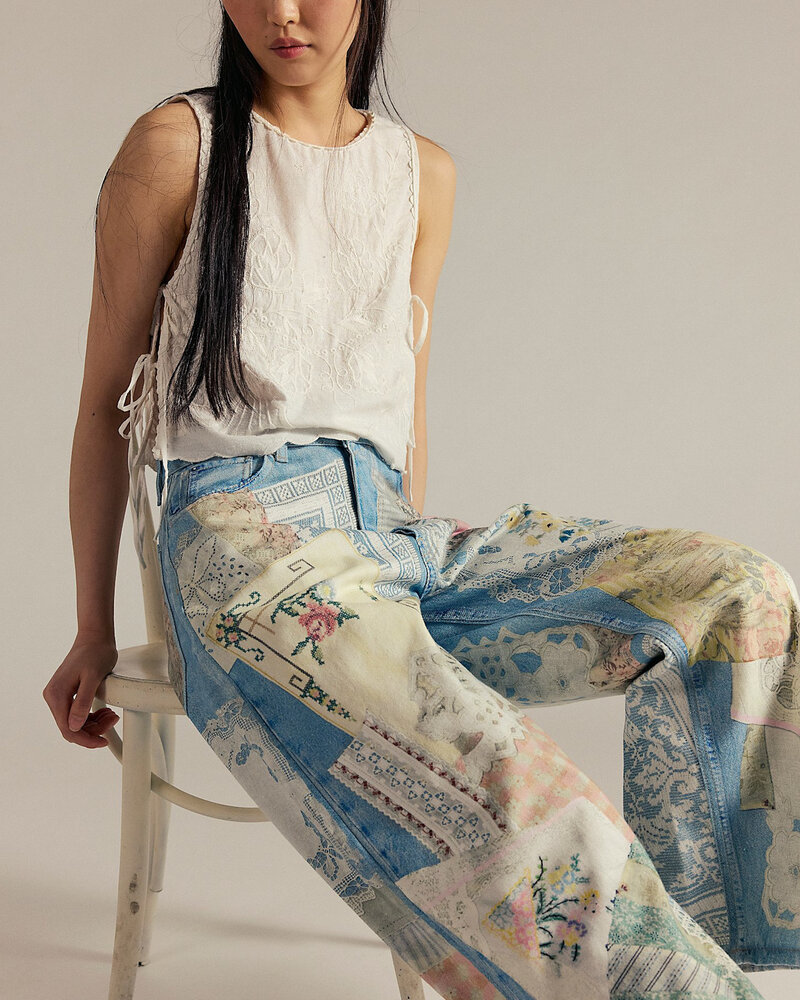 Free People Free Illusions Printed Relaxed Jeans | Sky