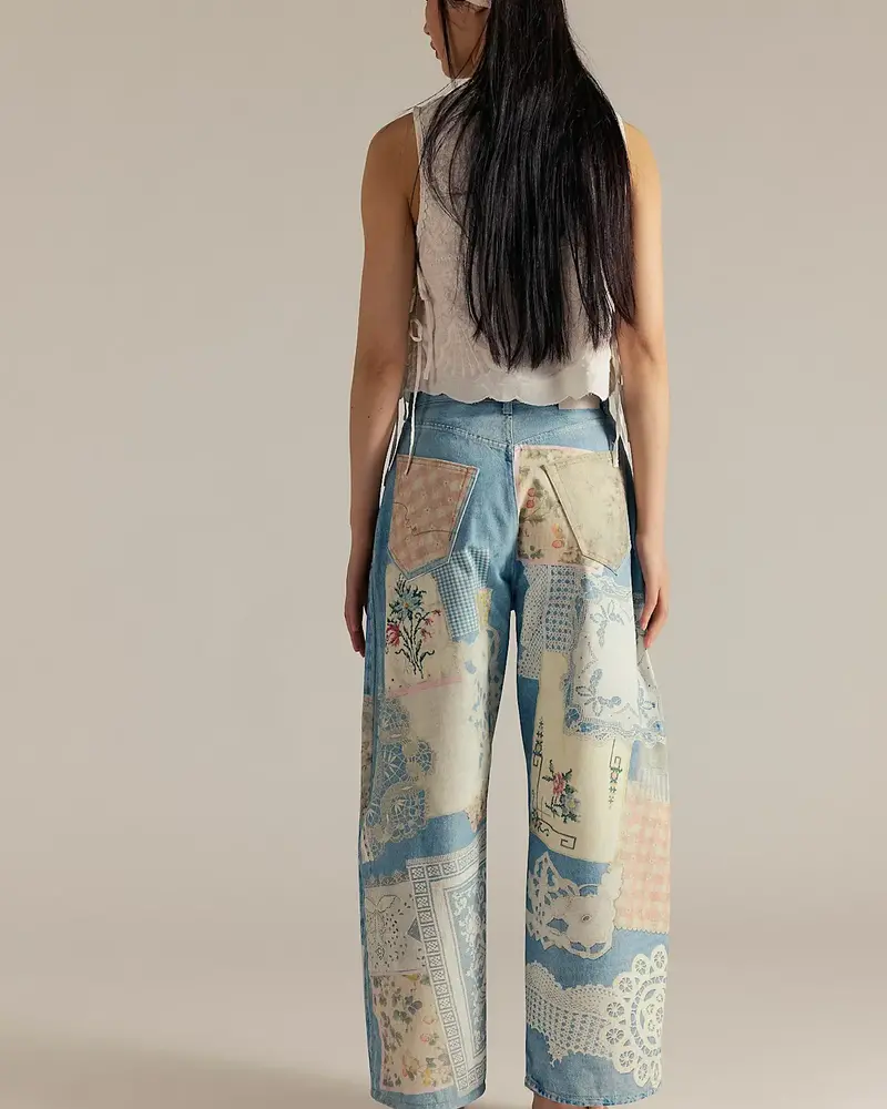Free People Free Illusions Printed Relaxed Jeans | Sky