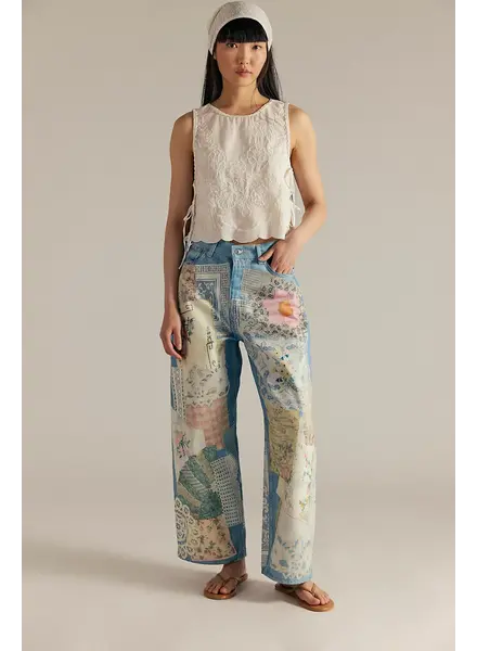 Free People Free Illusions Printed Relaxed Jeans | Sky