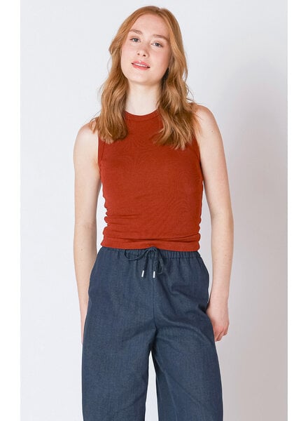 Aria Ribbed Tank | Red