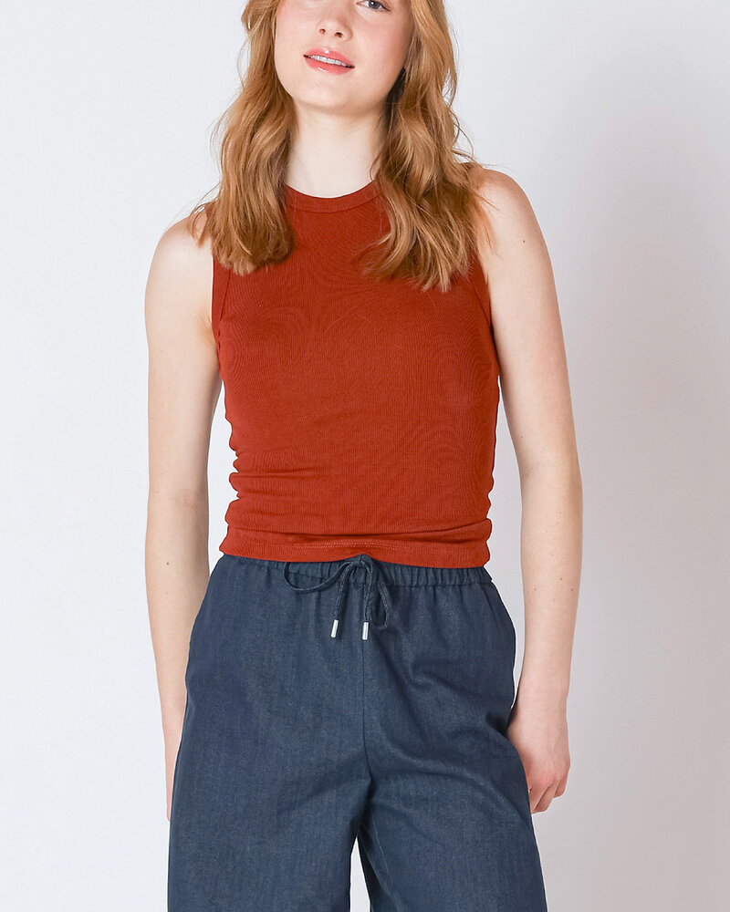 Aria Ribbed Tank | Red