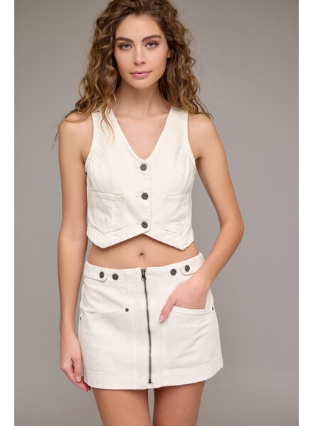 Arya Soft Cropped Fitted Vest | Off White