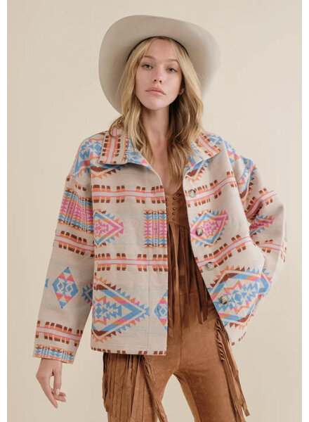 Jonnie Aztec Button Up Jacket