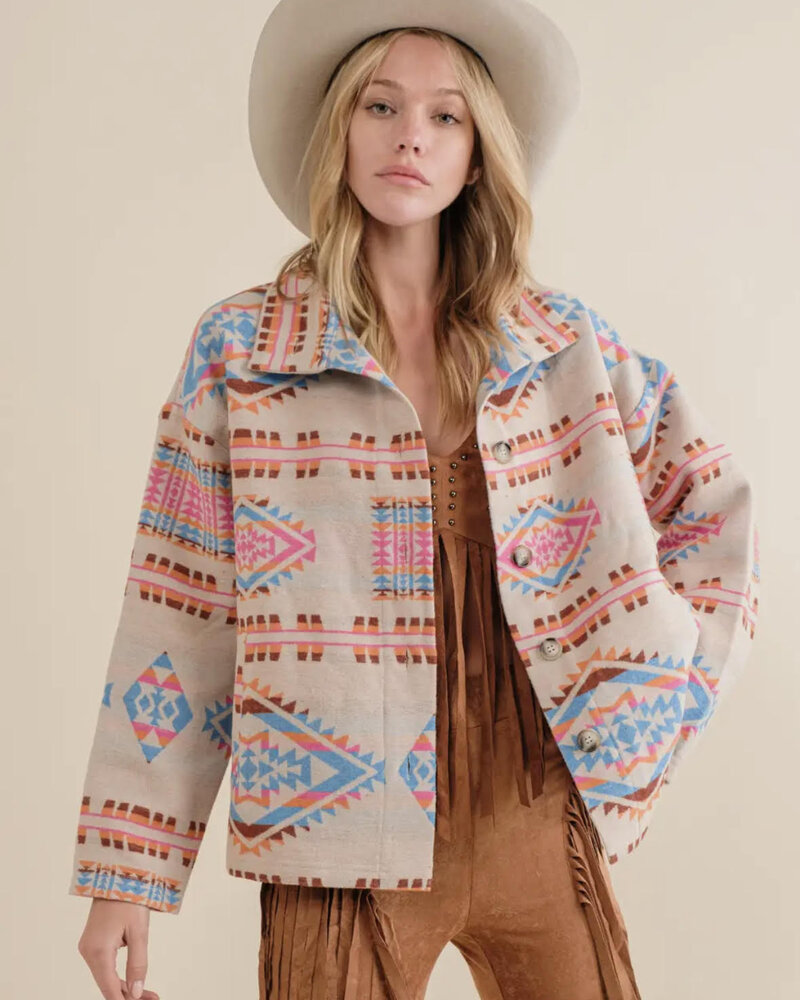 Jonnie Aztec Button Up Jacket