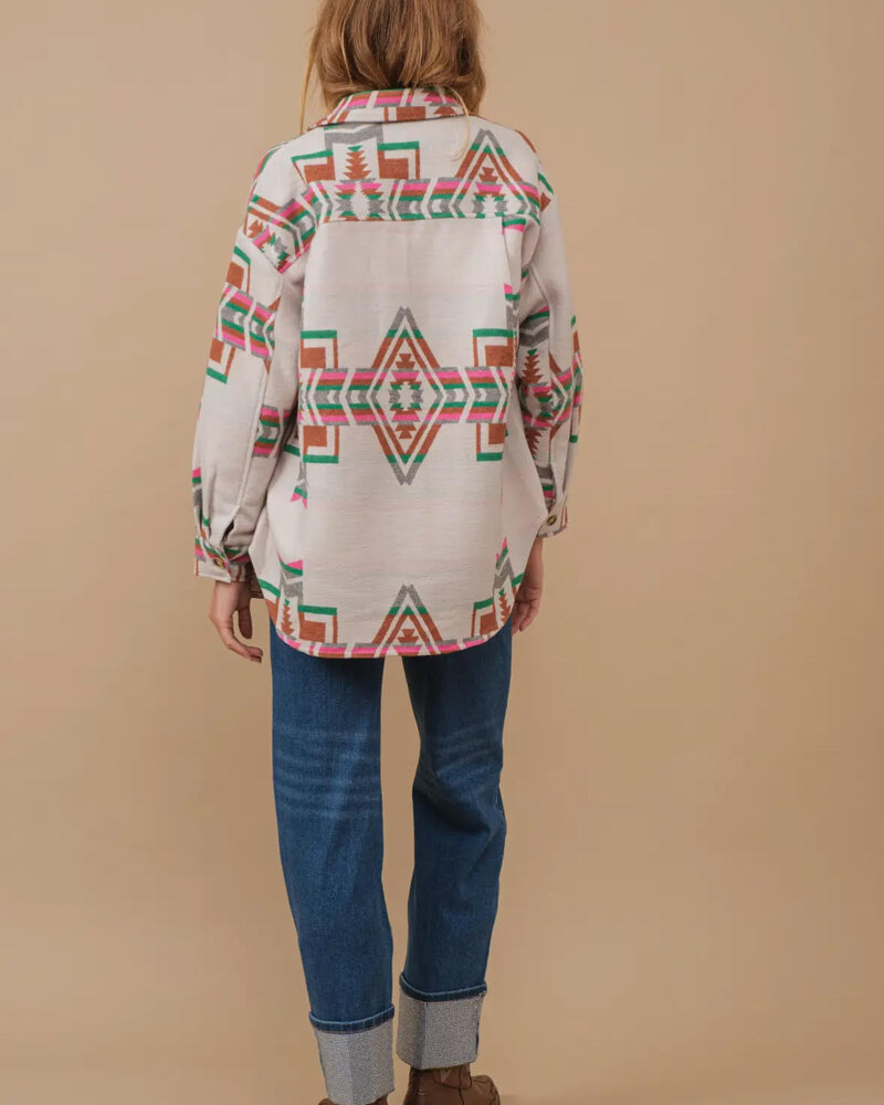 Audrey Aztec Button Up Jacket | Green