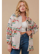 Audrey Aztec Button Up Jacket | Green
