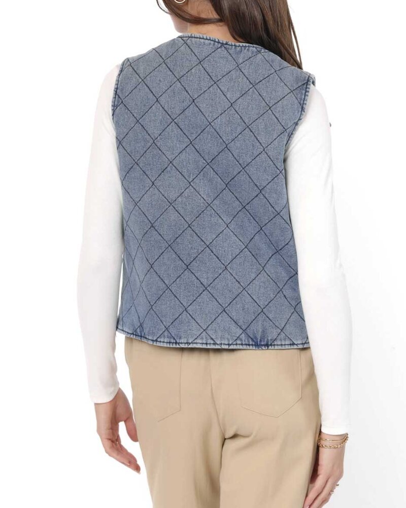 Good Energy Quilted Denim Vest
