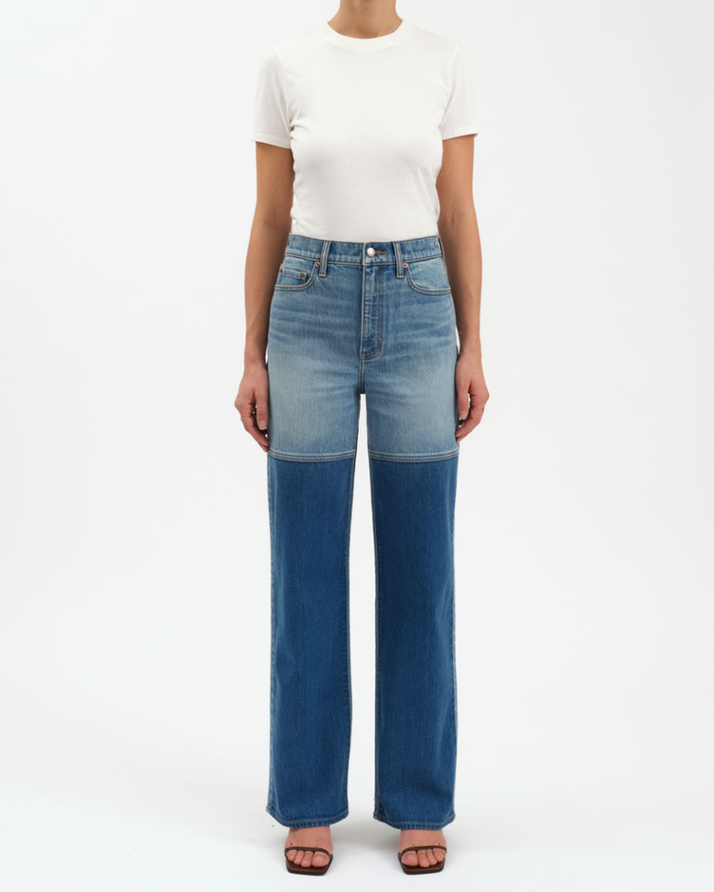 City Straight High Rise Straight Leg | Double Dip Blue