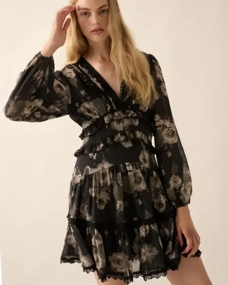 Seraphina Lace-Trimmed Mini Dress