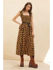 Claire Fit-And-Flare Smocked Midi Dress