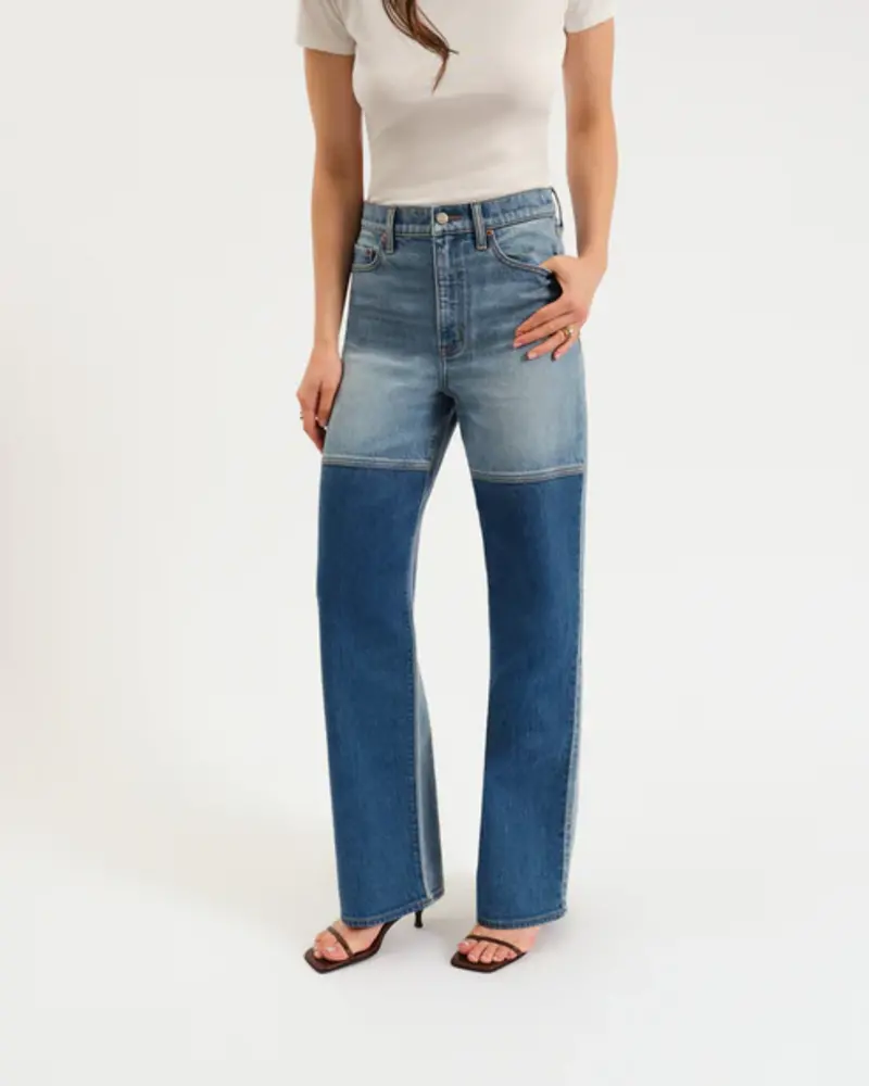 City Straight High Rise Straight Leg | Double Dip Blue