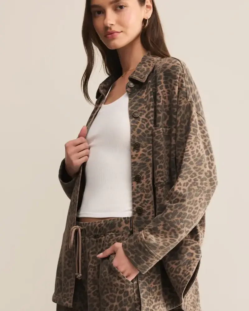 Z Supply All Day Knit Leopard Jacket