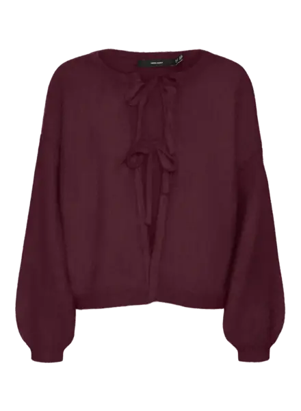 Vero Moda Tangie Bow Knit Cardgian | Wine