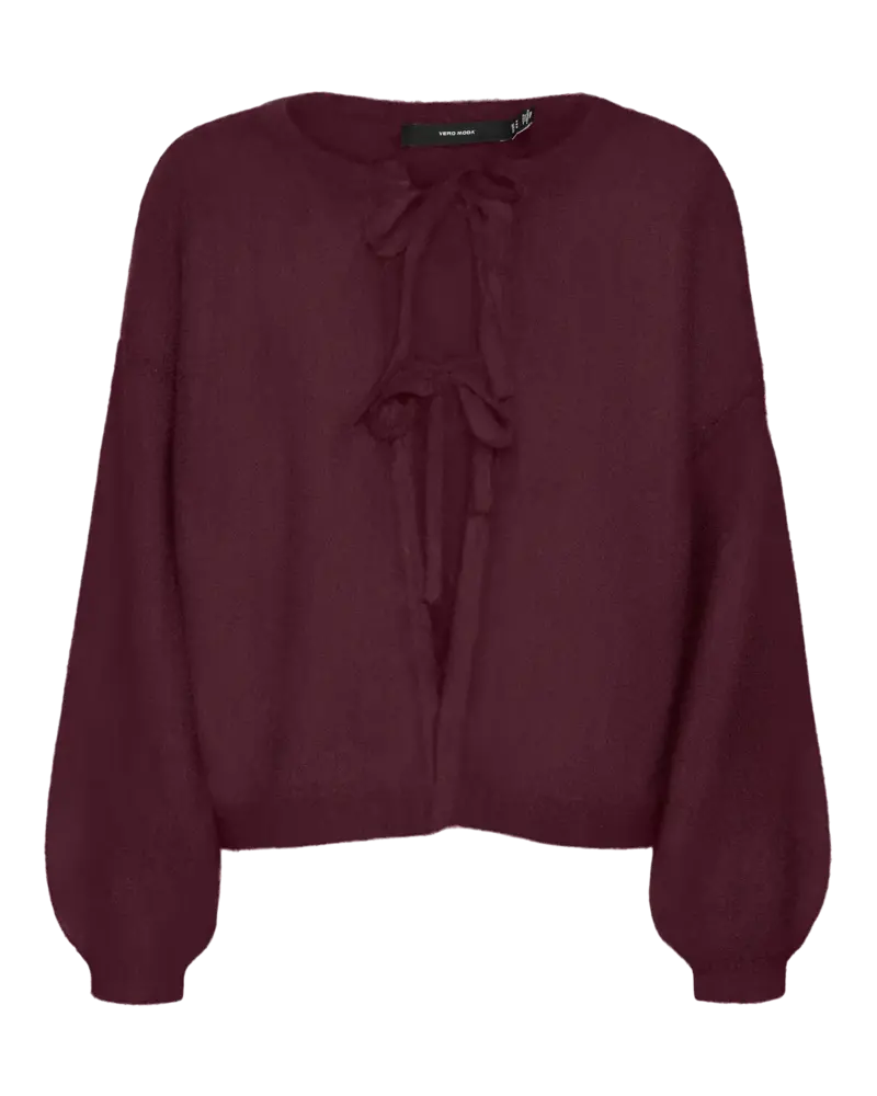 Vero Moda Tangie Bow Knit Cardgian | Wine