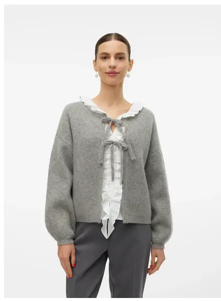 Vero Moda Tangie Bow Knit Cardgian | Grey