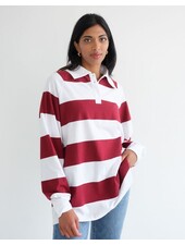 Stripe Rugby Polo | White/Burgundy