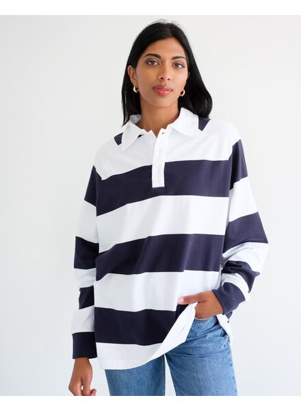 Stripe Rugby Polo | Navy