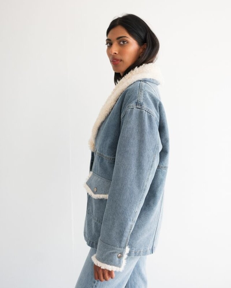 Sherpa Denim Jacket | VIntage Blue