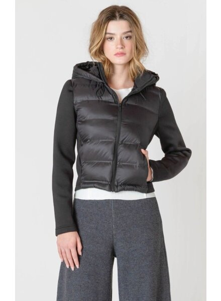 Mixed Fabric Puffer Jacket