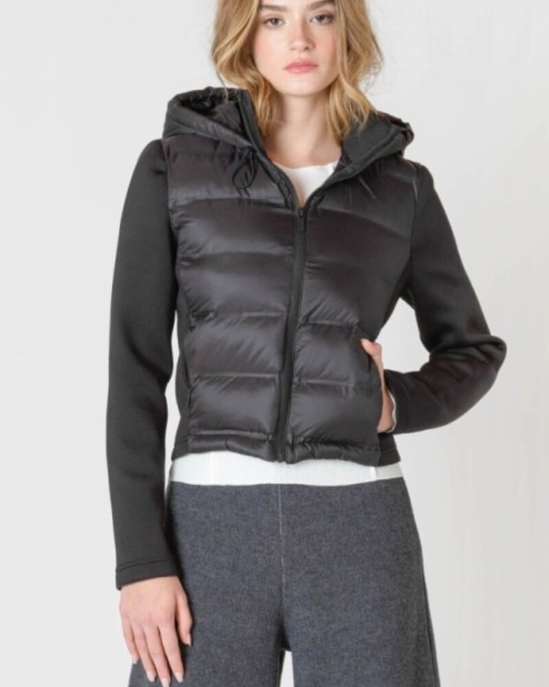Mixed Fabric Puffer Jacket