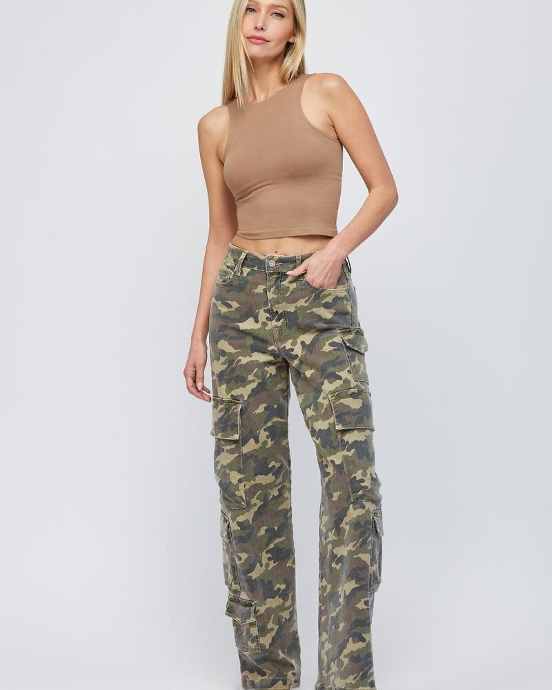 Camo High Rise Cargo Jean