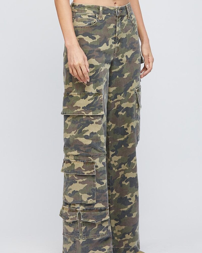 Camo High Rise Cargo Jean