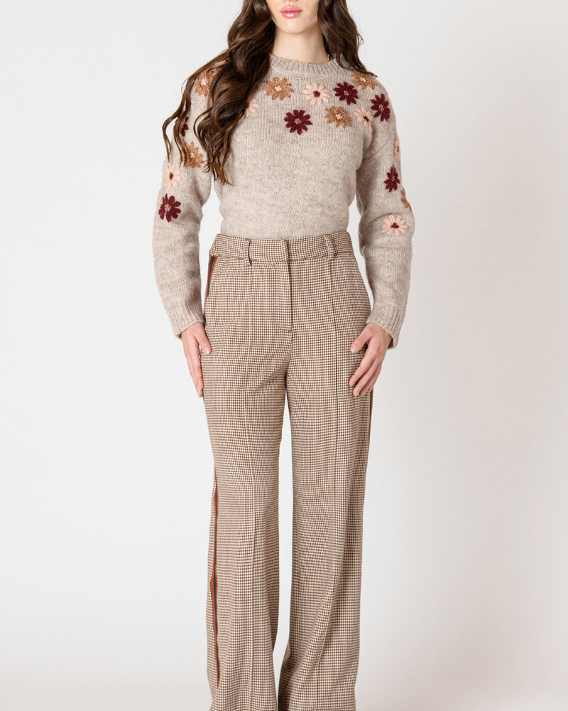 Fiona Houndstooth Red Stripe Pant