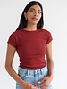 Ribbed Fitted Tee | Burgundy