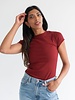 Ribbed Fitted Tee | Burgundy