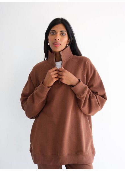 Not Your Boyfriend's Half-Zip Sweatshirt | Brown