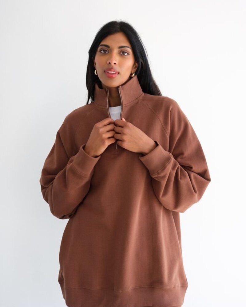 Not Your Boyfriend's Half-Zip Sweatshirt | Brown
