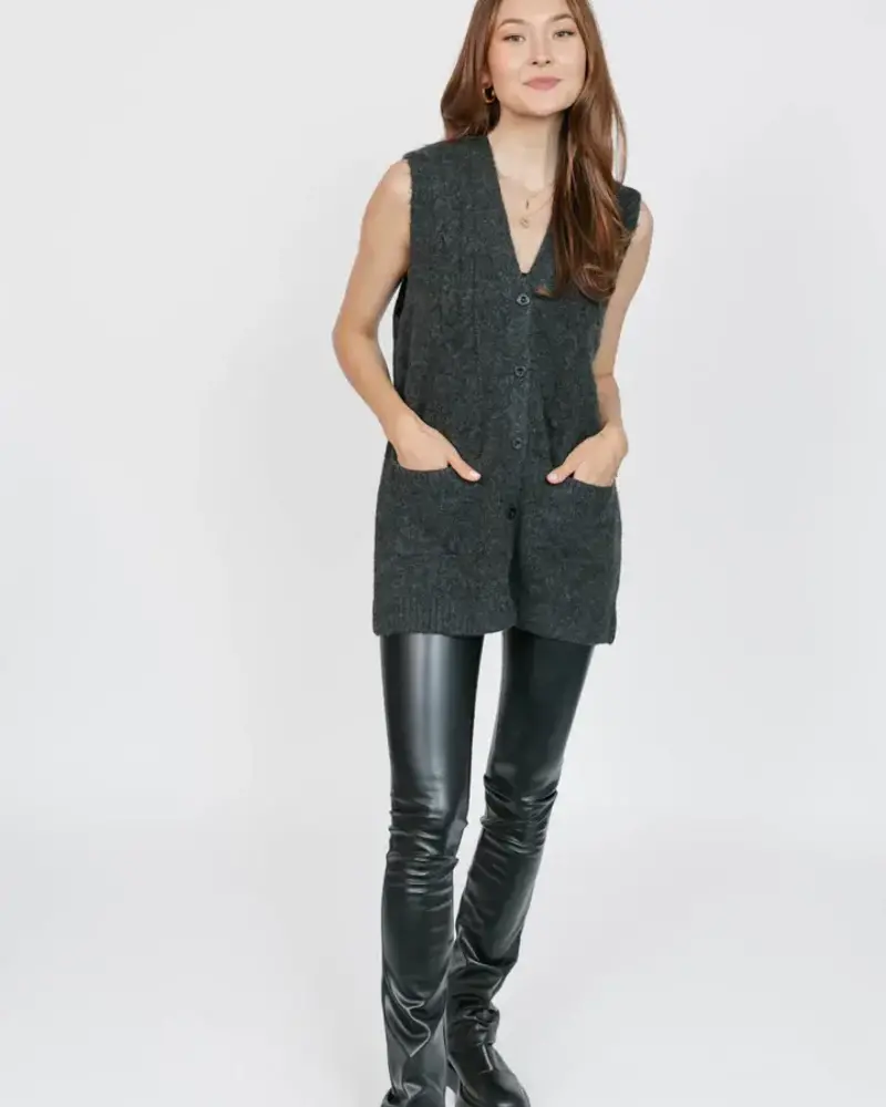 Smash + Tess Adeline Cable Vest | Charcoal
