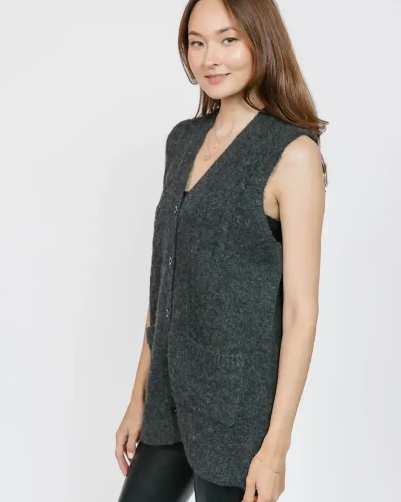 Smash + Tess Adeline Cable Vest | Charcoal