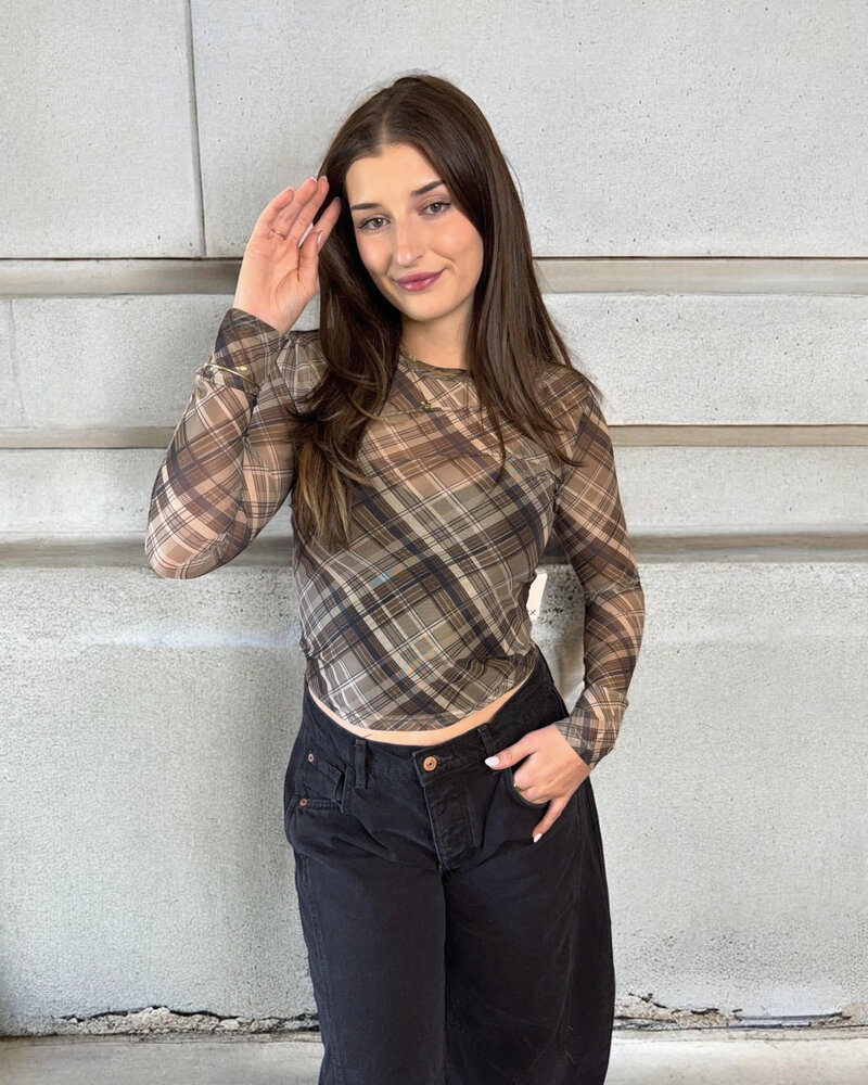 Ruth Mesh Top | Plaid