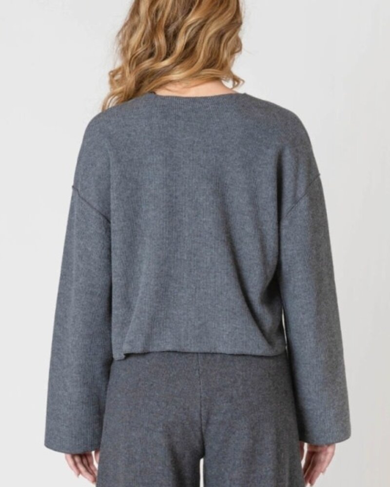 Marlowe Ribbed Cardigan | Charcoal