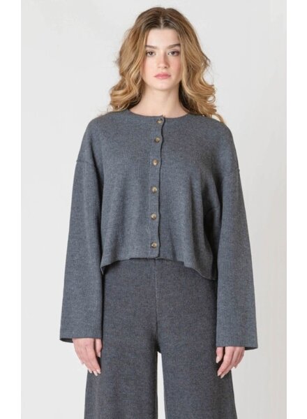 Marlowe Ribbed Cardigan | Charcoal
