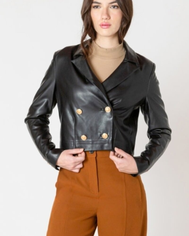 Ramsey Faux Leather Crop Jacket
