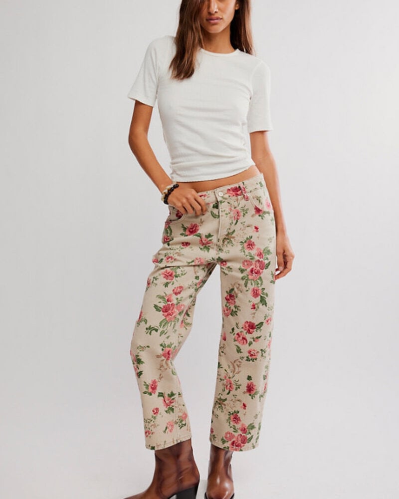 Free People Deep Trance Printed Jeans | Floral