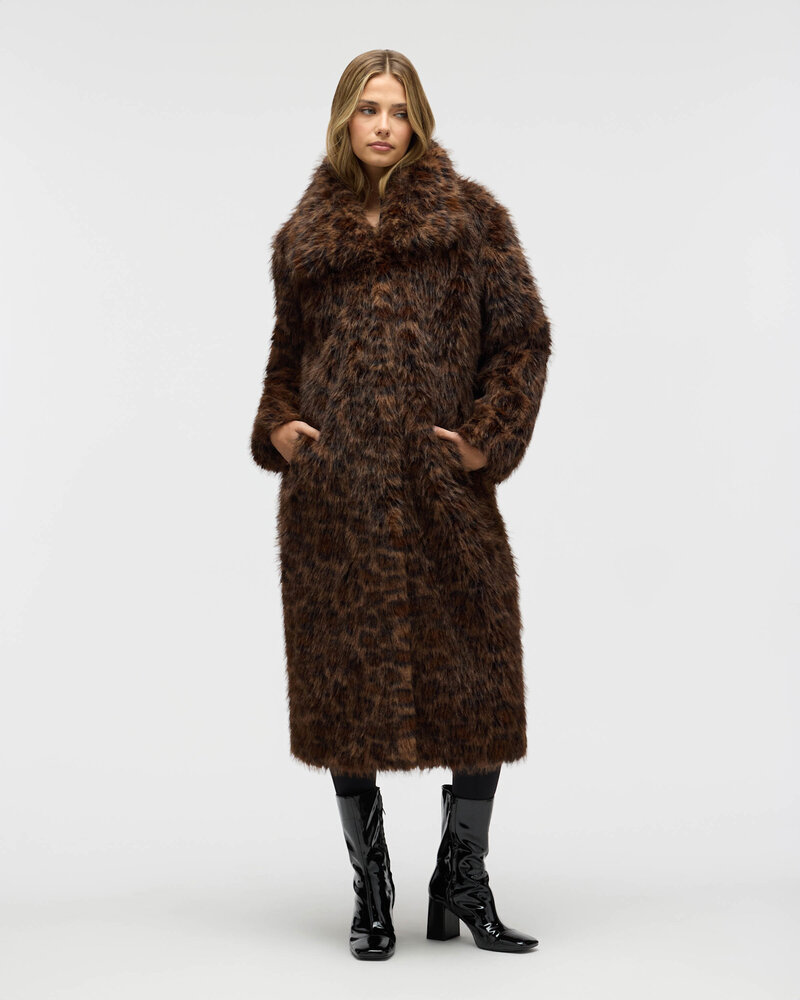 Ellie Faux Fur Jacket | Leopard