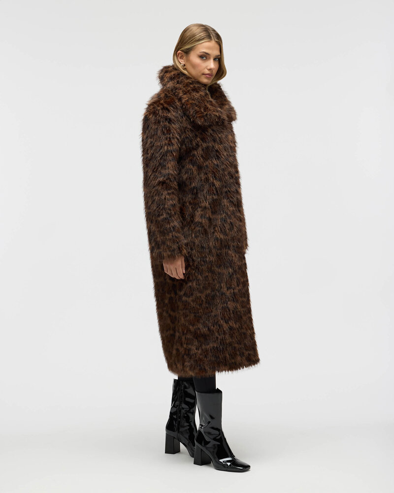 Ellie Faux Fur Jacket | Leopard