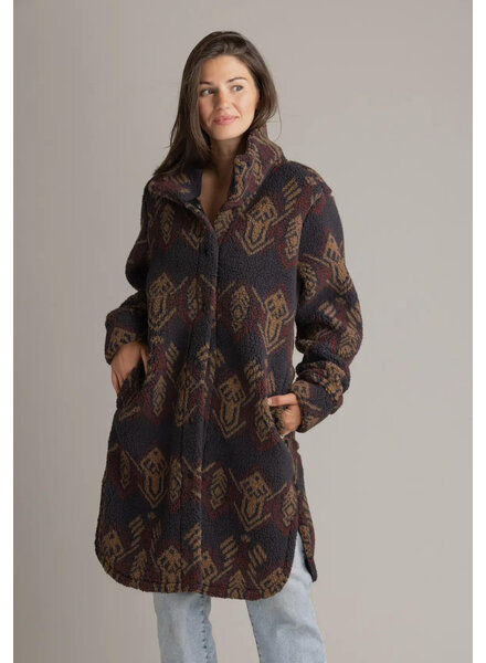 Nora Long Ultra Plush Sherpa Shacket | Aztec