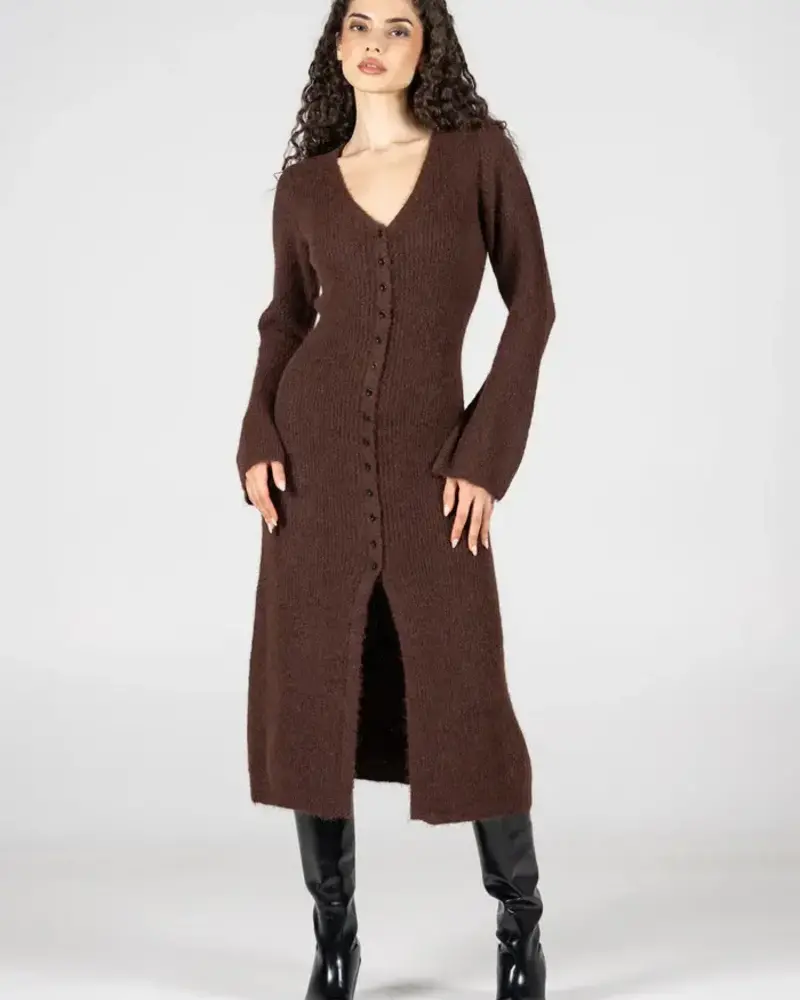 Sonya Sweater Cardi/Dress | Coffee