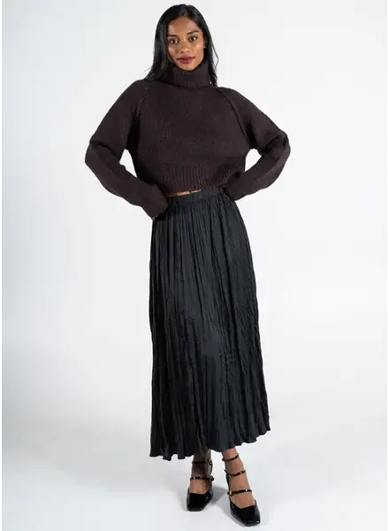 Crinkled Satin Maxi Skirt